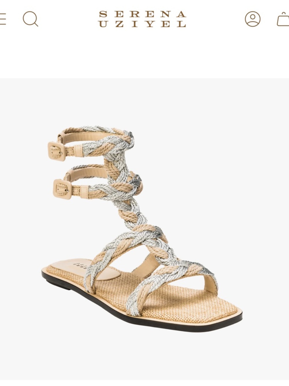 Serena Uziyel natural and silver gladiator sandals size France 38